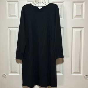 💗NWT J. Jill Tunic Classic Long Sleeve Black Dress with pockets.
